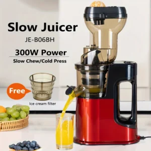 Hilton 300W Electric Fruit Juicer with Wide Chute, Slow Chew Cold Press, Quiet Motor