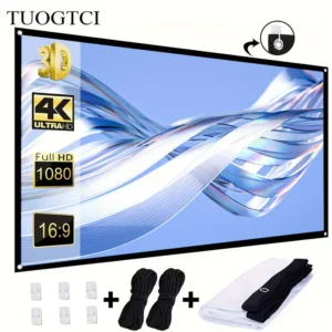 TUOGTCI 60-Inch Anti-Wrinkle Portable Projector Screen, 16:9 HD 4K Ultra HD & Full 1080P Support