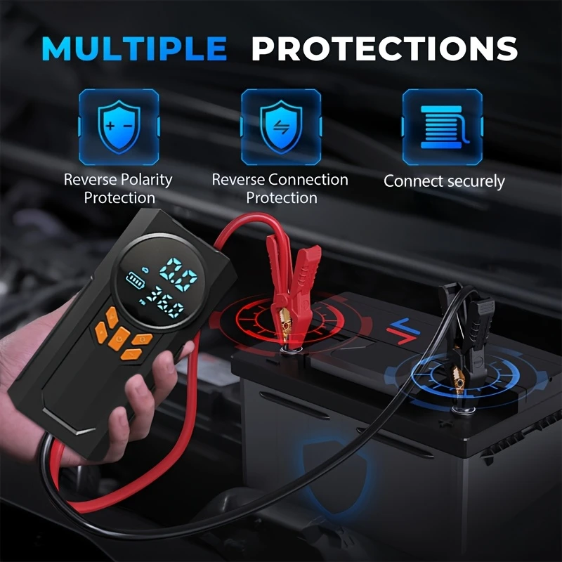 Portable Wireless Car Jump Starter & Tire Inflator Pump - Image 3